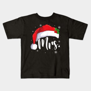 Mr Mrs Claus Christmas Couples Matching His And Her Pajamas Kids T-Shirt